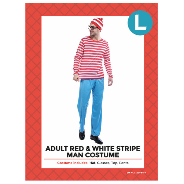 Red and white stripe man costume set