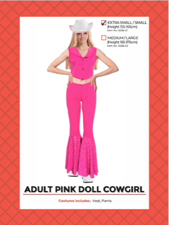 adult doll pink cowgirl costume