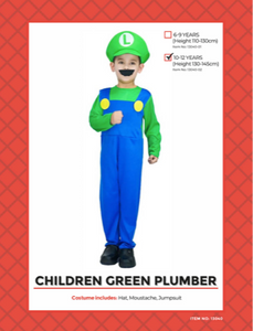 CHILD GREEN PLUMBER COSTUME