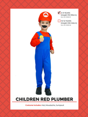 child red plumber costume