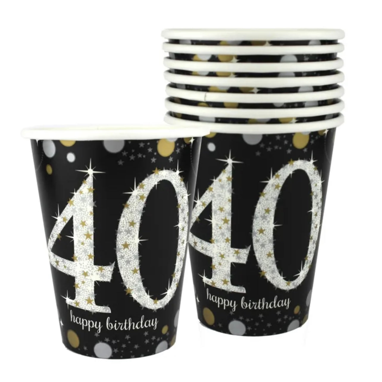 SPARKLING CELEBRATION 40TH BIRTHDAY PAPER CUPS (PACK OF 8)
