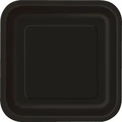 BLACK LARGE SQUARE PAPER PLATES (PACK OF 20)