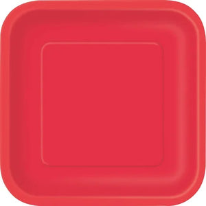 RED SMALL SQUARE PAPER PLATES (PACK OF 20)