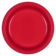 RED 23CM REUSABLE PLATES (PACK OF 20)