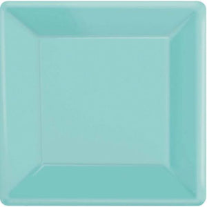 ROBINS EGG BLUE LARGE SQUARE PAPER PLATES (PACK OF 20)