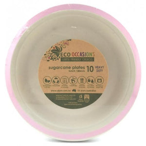 Sugarcane Lunch Plates 180mm Light Pink 10 pack