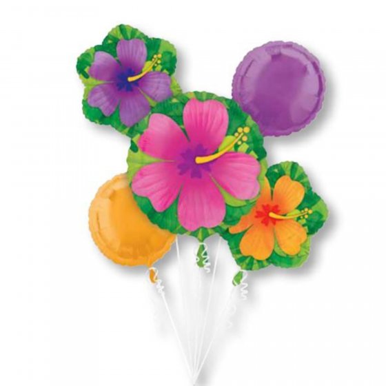 Hibiscus 5pack Foil Balloon Bouquet
