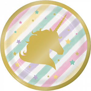 UNICORN SPARKLE SMALL PAPER PLATES (PACK OF 8)