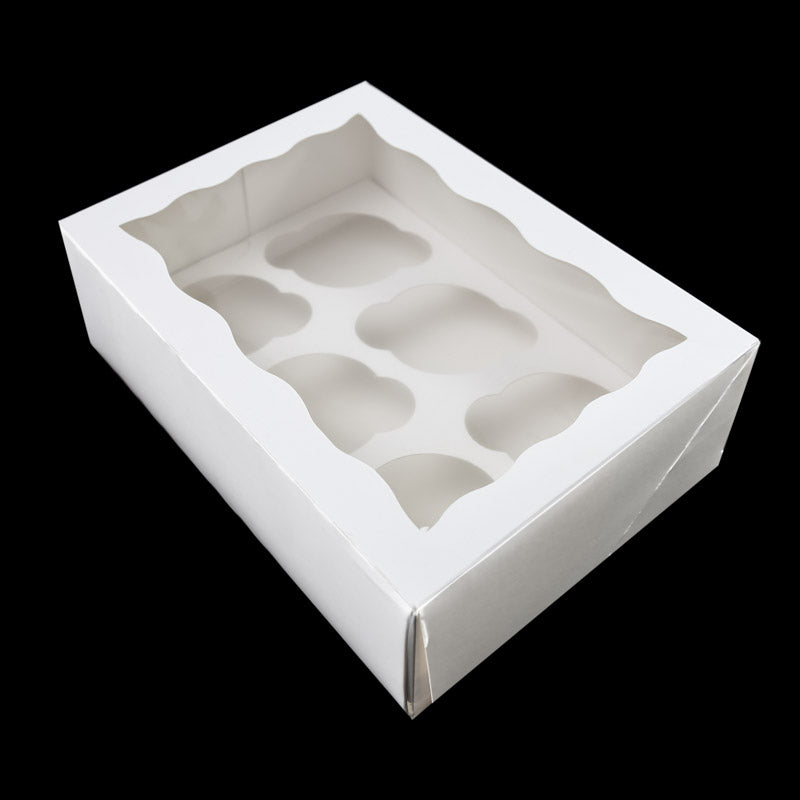 4" HIGH Cupcake Box with PVC Window (holds 6 cupcakes)
