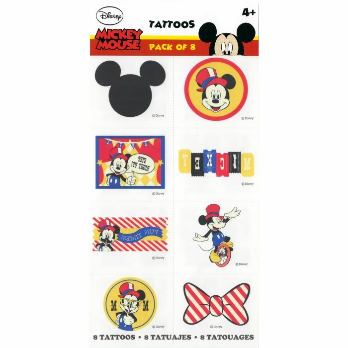 Disney Mickey Mouse Vintage Carnival Tattoos pack of 8