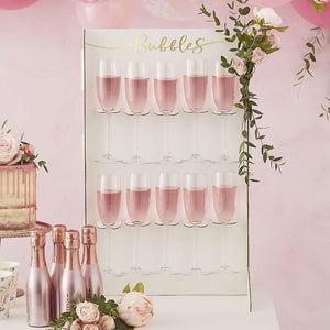 GOLD FOIL PROSECCO WALL WITH STAND