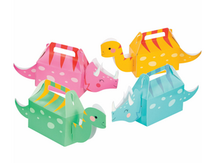 DINO PARTY GIRL LOLLY / TREAT BOXES (PACK OF 4)
