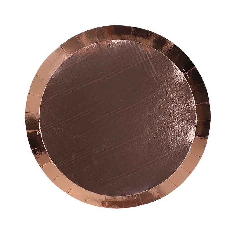 FS PAPER ROUND SNACK PLATE 7" MET ROSE GOLD 10PK