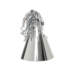 PARTY HAT WITH TASSEL TOPPER MET/SILVER 10PK