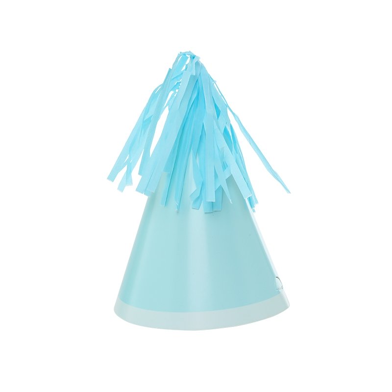 FS PARTY HAT WITH TASSEL TOPPER PASTEL BLUE 10PK