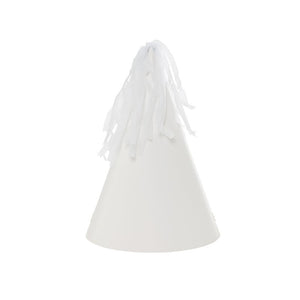 PARTY HAT WITH TASSEL TOPPER WHITE 10PK