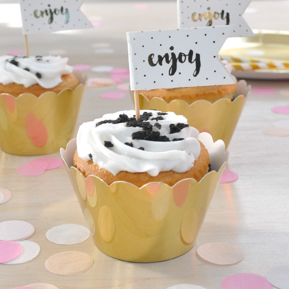 12 Gold Foil Cupcake Wrappers