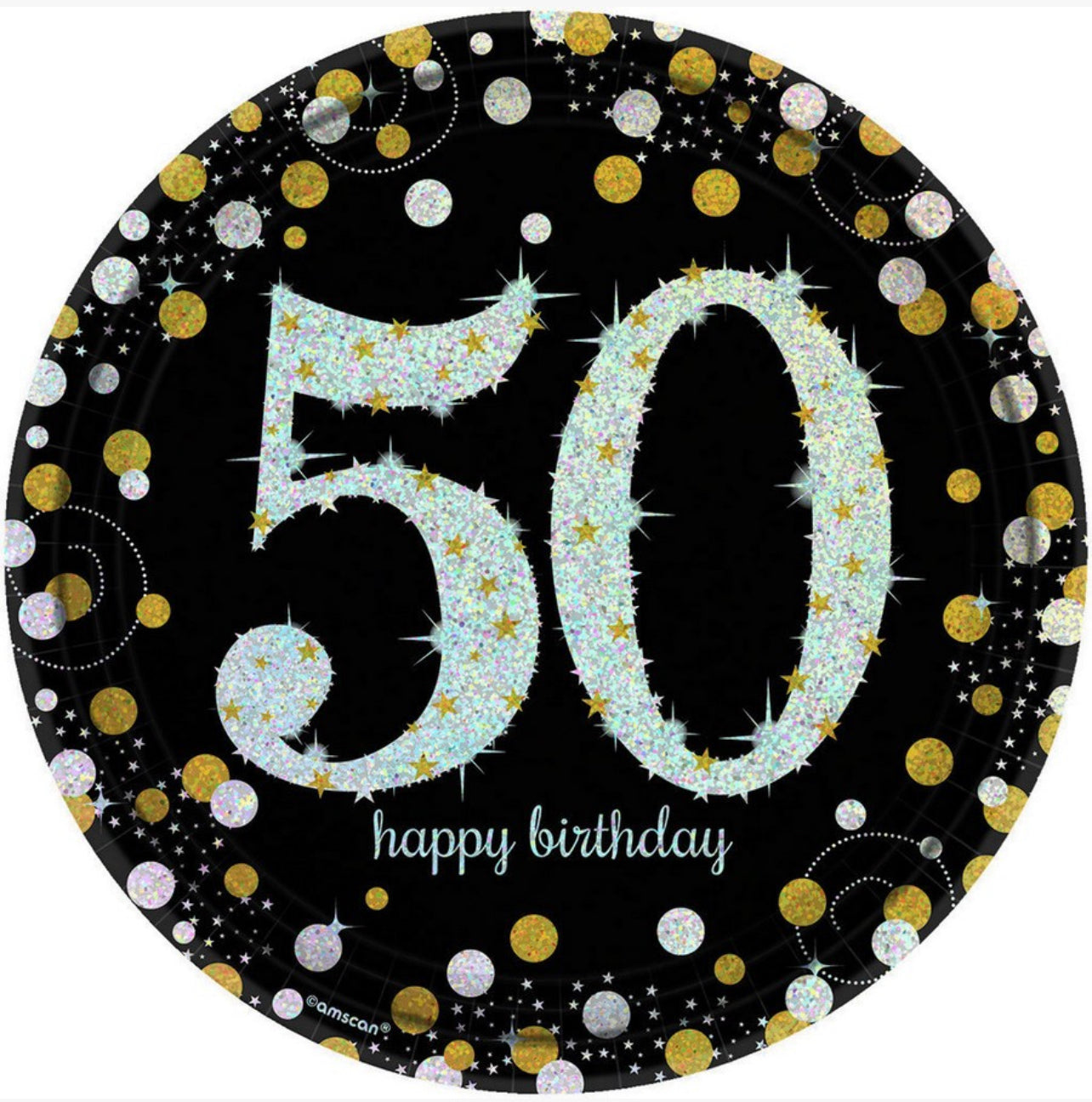 SPARKLING CELEBRATION 50TH BIRTHDAY LARGE PAPER PLATES (PACK OF 8)