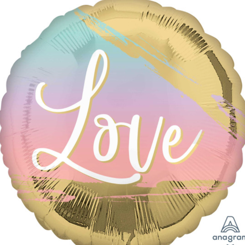 “Love” Gold + Pastel circle standard foil