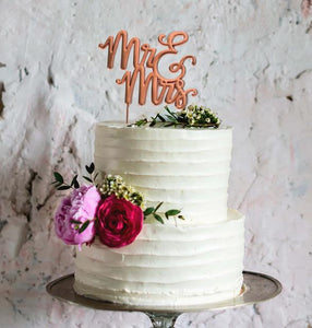 MR & MRS ROSE GOLD METAL CAKE TOPPER