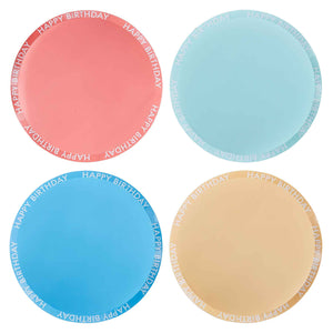 Ginger Ray Mixed Colours Happy Birthday Eco Friendly Paper Plates-8 Pack, Multi
