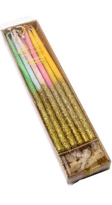 GLITTER DIPPED TALL CAKE CANDLES RAINBOW