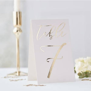 GOLD FOILED TENT CARD TABLE NUMBERS