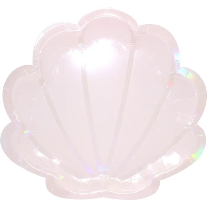 GINGER RAY MERMAID MAGIC PINK & IRIDESCENT SHELL PAPER PLATES (PACK OF 8)