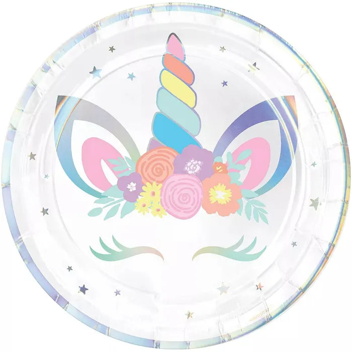 UNICORN PARTY LARGE PAPER PLATES (PACK OF 8)