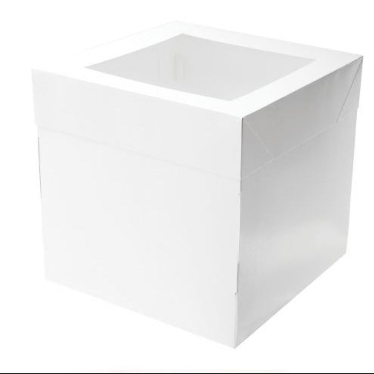 MONDO WHITE 12″ TALL CAKE BOX WITH WINDOW (12X12X12″)