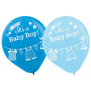 SHOWER WITH LOVE BOY ITS A BABY BOY! LATEX BALLOONS 30CM PACK OF 15