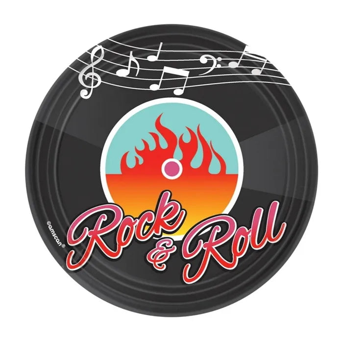 50'S ROCK AND ROLL SMALL PAPER PLATES (PACK OF 8)