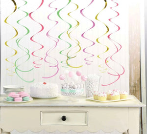 PASTEL COLOURS & GOLD SWIRLS (PACK OF 12)