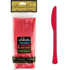 RED REUSABLE KNIVES (PACK OF 20)