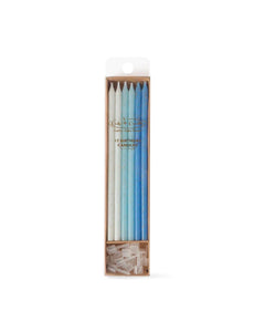 TALL CAKE CANDLES OMBRE BLUE GLITTER