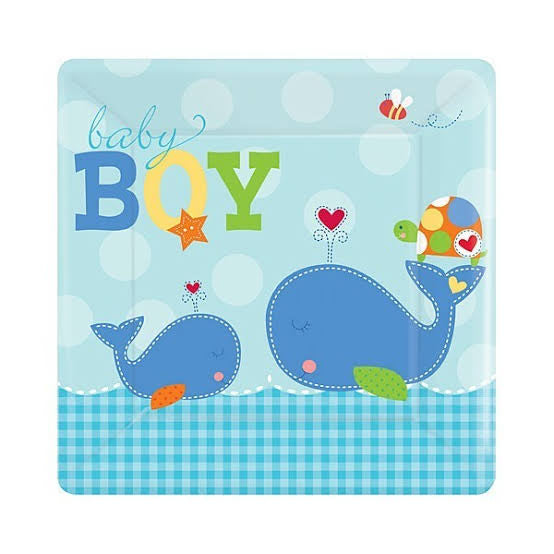 Ahoy Whale Baby Boy Large Plates