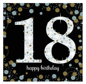 CELEBRATION 18TH BIRTHDAY LARGE NAPKINS / SERVIETTES (PACK OF 16)