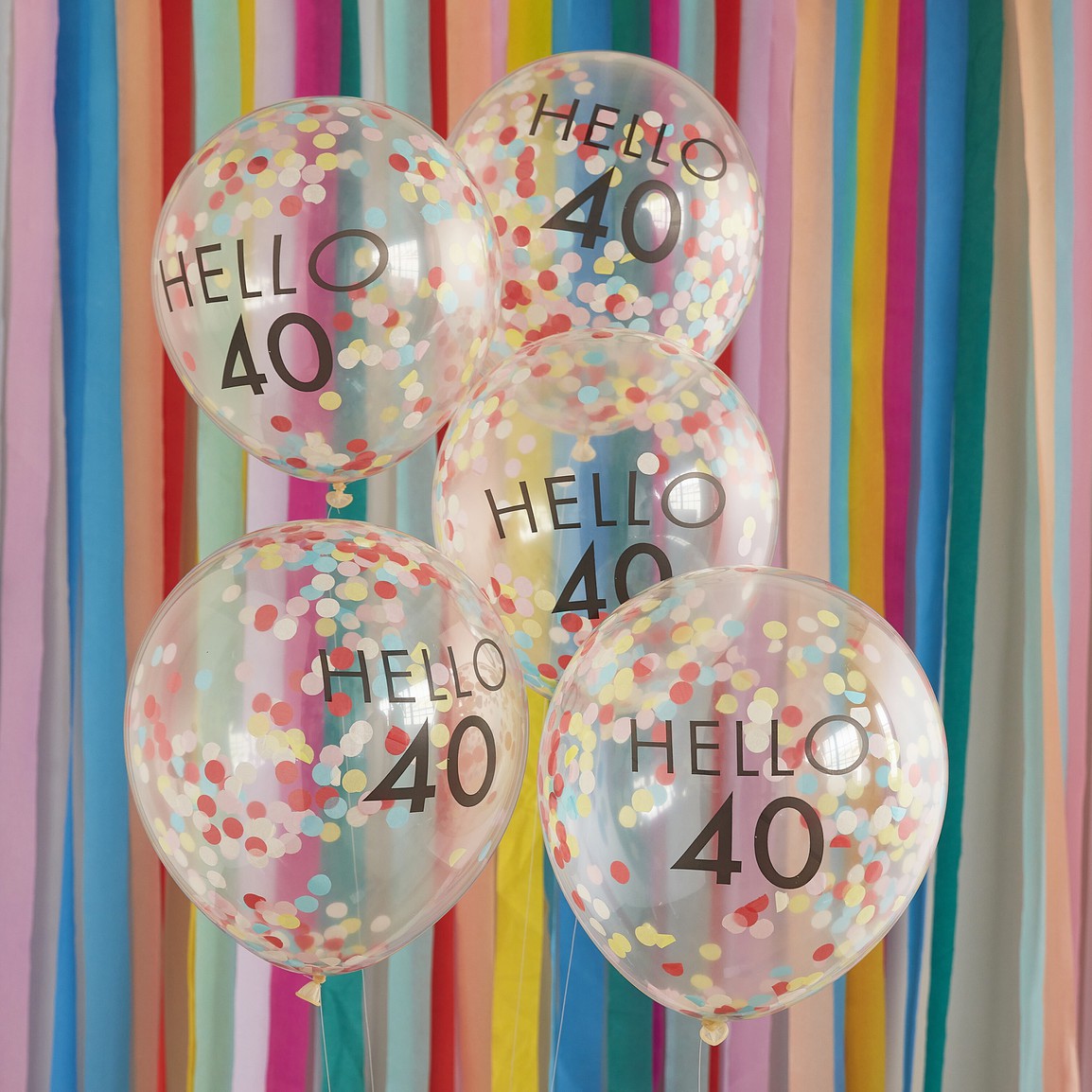 Hello 40 Printed Confetti Balloons