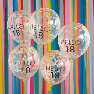 Hello 18 Printed Confetti Balloons