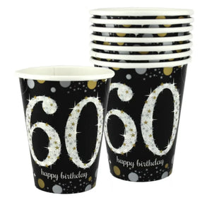 SPARKLING CELEBRATION 60TH BIRTHDAY PAPER CUPS (PACK OF 8)