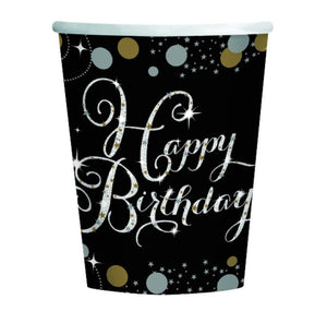 SPARKLING CELEBRATION HAPPY BIRTHDAY PAPER CUPS (PACK OF 8)