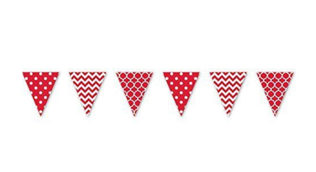 RED & WHITE PENNANT BANNER