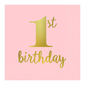 1ST BIRTHDAY GIRL SMALL PAPER NAPKINS / SERVIETTES (PACK OF 16)