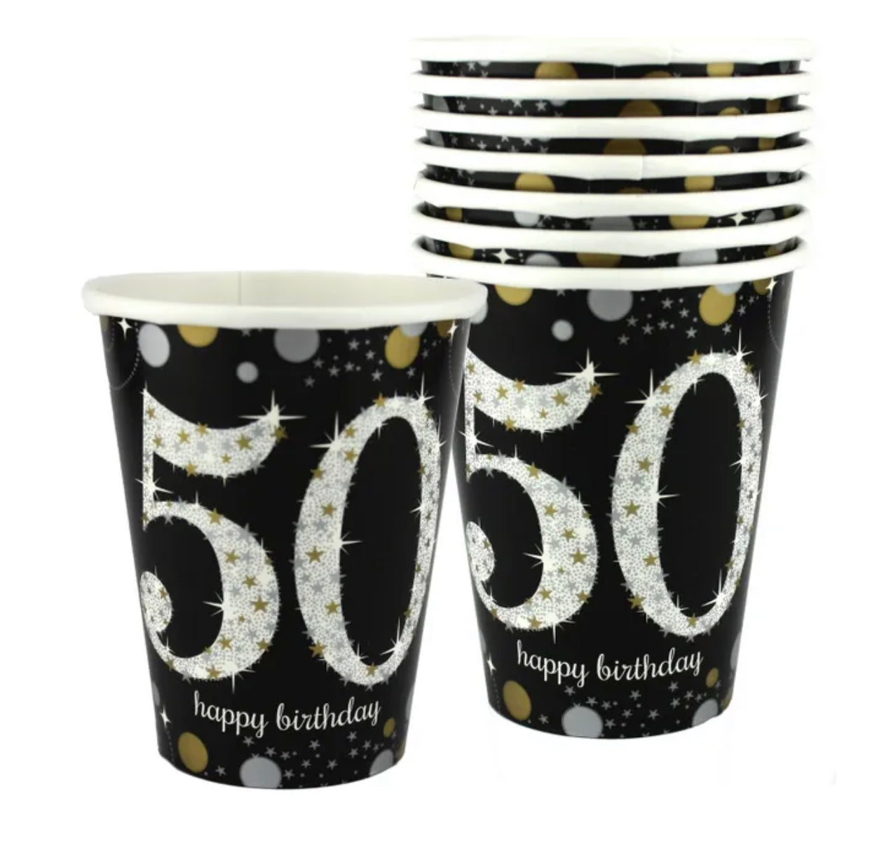 SPARKLING CELEBRATION 50TH BIRTHDAY PAPER CUPS (PACK OF 8)