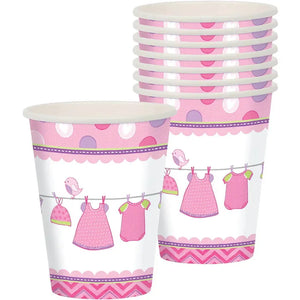 SHOWER WITH LOVE GIRL PAPER CUPS (PACK OF 8)