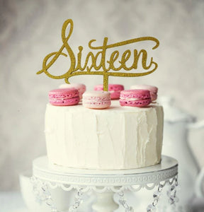 GLITTER GOLD SIXTEEN CAKE TOPPER