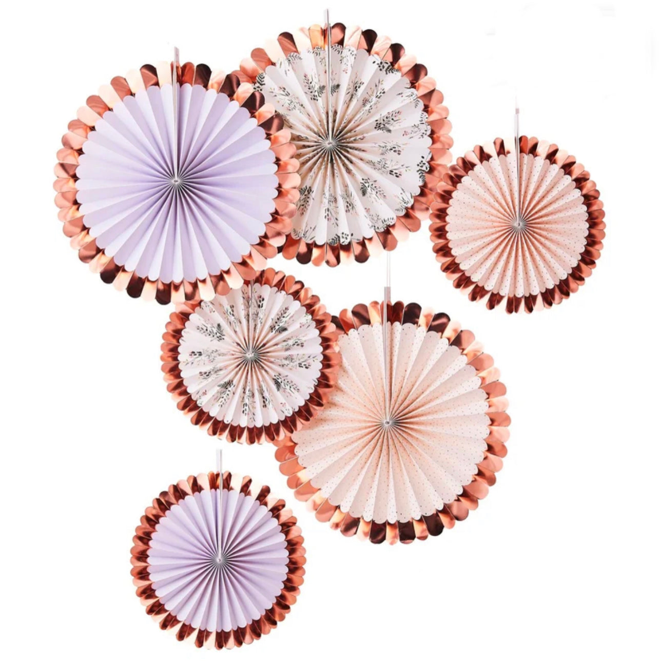 ROSE GOLD FOILED FAN DECORATIONS