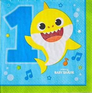 Baby Shark 1st Birthday Napkins 16pk