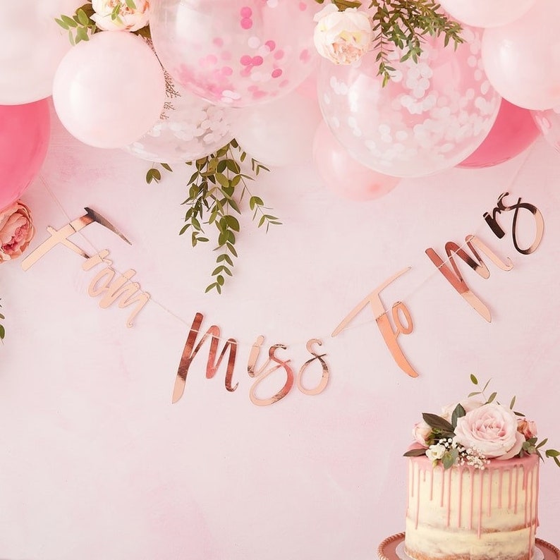 Miss to Mrs Rose Gold bunting banner