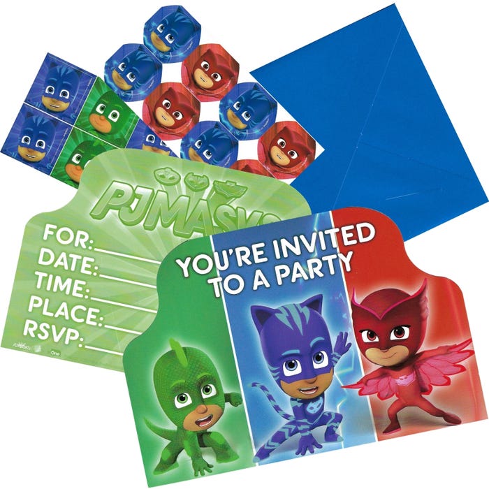 Pj Masks invitation set (pack of 8)